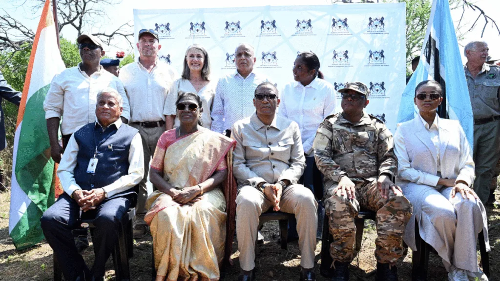President Murmu at Mokolodi Reserve during Project Cheetah India event