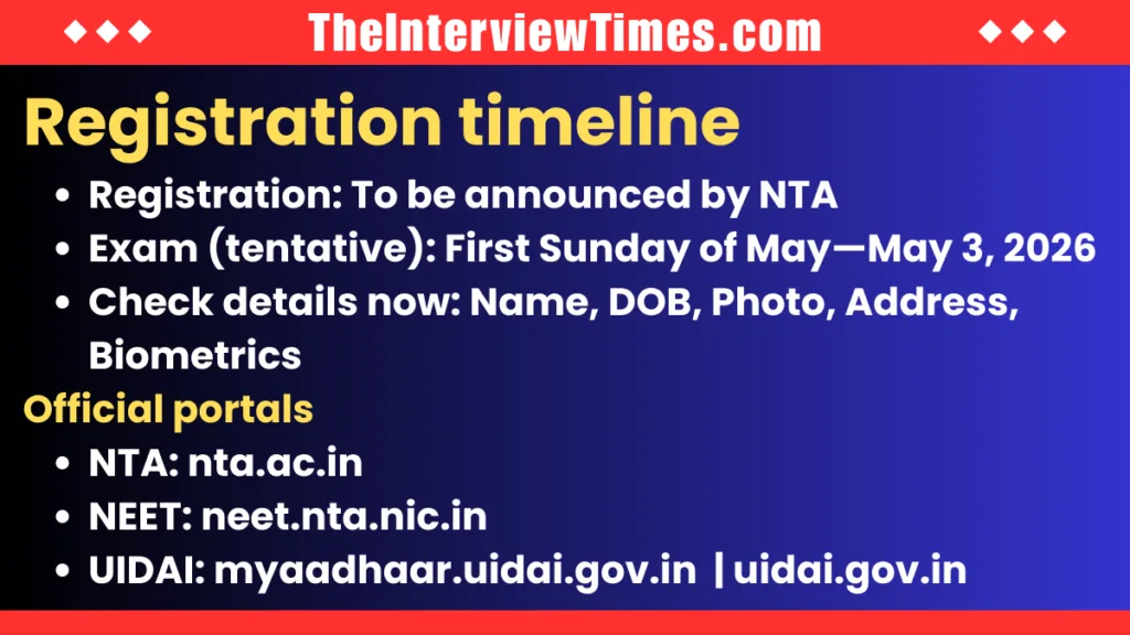 NTA Urges NEET UG 2026 Aspirants to Update Key Documents Ahead of Registration
