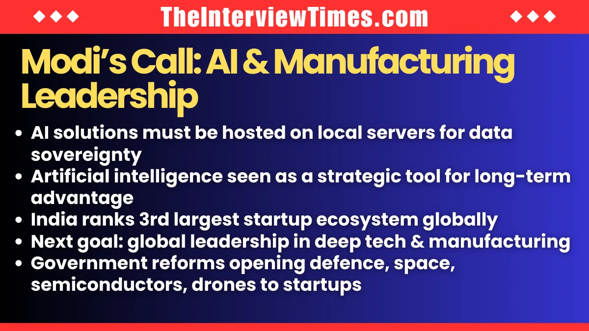 Modi Urges Startups to Build Homegrown AI, Lead Manufacturing as Startup India Marks 10 Years