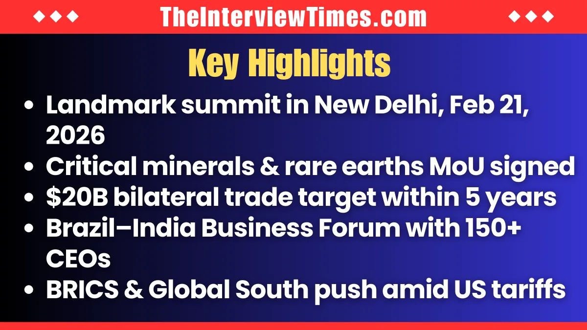 Modi Lula Summit New Delhi: Critical Minerals Deal, $20 Billion Trade Target, Global South Push Amid US Tariffs 2 Modi Lula Summit New Delhi: Critical Minerals Deal, $20 Billion Trade Target, Global South Push Amid US Tariffs