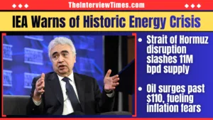 IEA Warns of Global Energy Crisis as Strait of Hormuz Disruption Cuts 11 Million bpd Supply