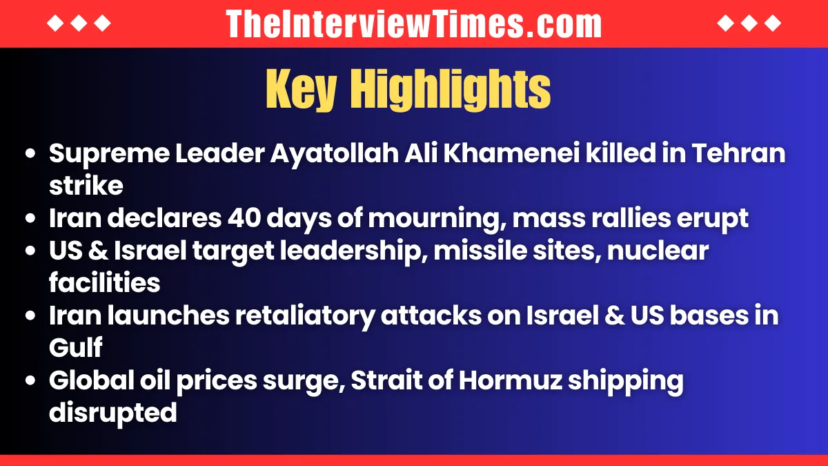 Iran's Supreme Leader Ayatollah Ali Khamenei Killed in US-Israeli Strikes; Tehran Launches Retaliatory Attacks as Conflict Escalates