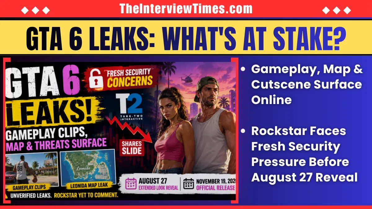 TheInterviewTimes.com Home Page 1 GTA VI Leak Claims Trigger Fresh Security Concerns as Take-Two Shares Slide
